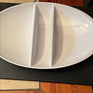 Elegant White and blue Zack Design Divided Serving Platter